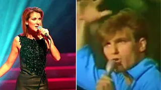 Celine Dion singing a duet with her brother