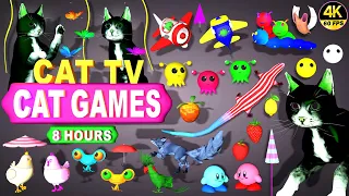 CAT GAMES | THE MOST FAVORITE VIDEO FOR CATS TO WATCH | CAT GAMES COMPILATION 4K 8 -HOURS | 🐱