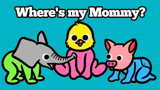 Baby Animals Find Mommy Animals! | Drawing and Coloring with Glitter & Googly Eyes