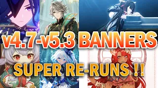 MAJOR RERUNS !! v4.7-v5.3 Character Banners Details and Latest Updates | Genshin Impact #clorinde