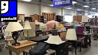 GOODWILL FURNITURE SOFAS ARMCHAIRS CHAIRS TABLES - SHOP WITH ME SHOPPING STORE WALK THROUGH 4K