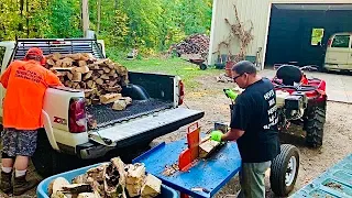 Splitting/stacking half cord of ash into my truck bed