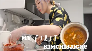 ADULTING SERIES || cooking kimchijjigae for the first time & setting up the vanity