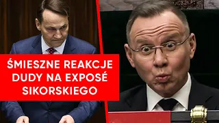 Wymowne reakcje Dudy w trakcie exposé Sikorskiego