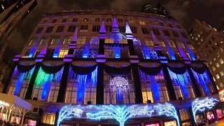 (4k)Saks fifth avenue light show and walk to the Rockefeller center Christmas tree