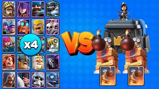 2 TORRES BOMBARDERAS + TORRE DE CORONAS vs TODAS LAS CARTAS X4 | Clash Royale