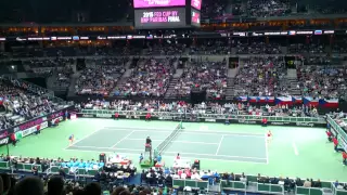 Fed cup 2015 final Sharapova v. Kvitová set point
