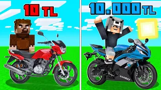 1 TL MOTOSİKLET VS 10.000 TL MOTOSİKLET! 😱 - Minecraft