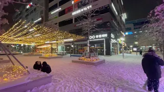 【4K】Korea Snowy Night Walk - Guri in Gyeonggi-do (Jan.2021) (EP.74)