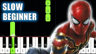 Spider-Man No Way Home - Main Theme - SLOW BEGINNER Piano Tutorial