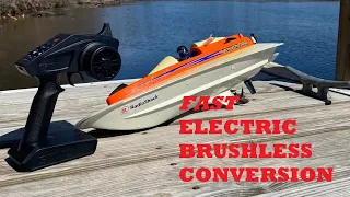 How to: RC Boat Brushless Conversion FAST radio shack Toy Boat upgrade Gamma Ray or nikko