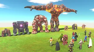 Golem of Evolution VS All Super Heroes - Animal Revolt Battle Simulator