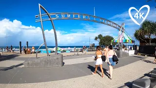 Virtual Walk From Shops To Beach - 4K - Surfers Paradise Gold Coast Australia - Treadmill Background