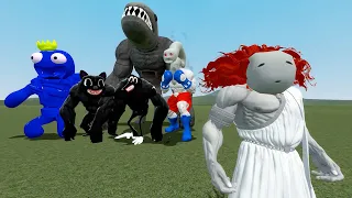 RAINBOW FRIENDS Vs THE Bodybuilders/Behemoth -Thomas-Cartoon Cat -Siren Head-Bridgeworm Garry's Mod