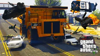 Brute Dump Truck - Destruction Compilation - Cinematic 5 star Chase down. | GTA 5 | Highway Hell!