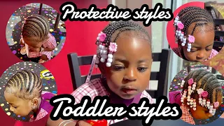 EASY PROTECTIVE STYLE FOR TODDLERS|NATURAL HAIRSTYLES FOR KIDS| KIDS BRAIDS| BIG BEADS| BRAID STYLES