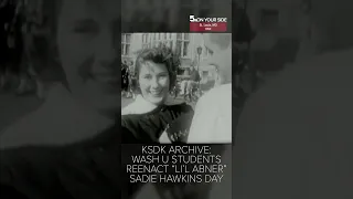 Students reenact "Li'l Abner" Sadie Hawkins Day at Washington University (1959)