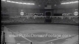 Baseball Opening Day 1965 Astrodome and LBJ First Pitch Newsreel PublicDomainFootage.com