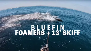 We Got ENGULFED by BLUEFIN TUNA in 100' of Water in a 13' SKIFF!!