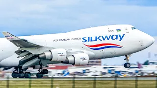 [4K] AMAZING CLOSE-UP | Silk Way West Boeing 747-400F Takeoff from Belgrade Airport | With ATC