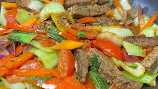 Jamaican Pepper steak with vegetables. #JamaicanChef