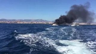 Boat fire in Palma de Mallorca