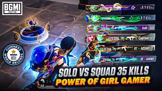 35 KILLS!!😱 GIRL GAMER NEW WORLD KILLS RECORD in BGMI | SOLO VS SQUAD IPHONE 14 PRO MAX GAMEPLAY