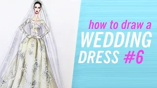 HOW TO DRAW A WEDDING DRESS #6 | Fashion Drawing