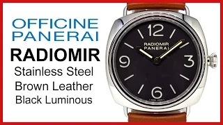 ▶ Panerai Radiomir 1938, Black Luminous, Stainless Steel, REVIEW Brown Leather, 47mm - PAM 232