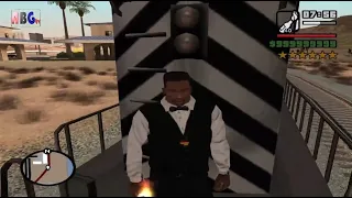 GTA San Andreas - CJ runs away on a train VS  military six stars