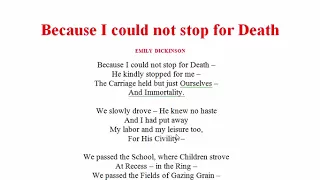 Because I Could not Stop for Death by  Emily Dickinson | Poetry, Poem, Literature, Kobita, Sahitto