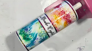 A Brusho Watercolour Crystal Tumbler Success! Printable Vinyl FTW