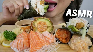 ASMR SUSHI CONES *Spicy Salmon, Chopped Scallop & Dynamite, Salmon Belly Sashimi &Volcano Avocado