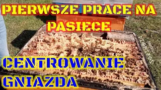 Pierwsze prace na pasiece - wgląd do rodzin, wymiana dennic, centrowanie gniazd - wiosna 2023