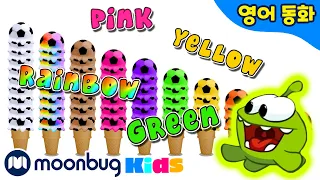 옴놈과 함께 영어로 놀자 6 | 색깔 공부 | Om Nom counts colorful ice cream scoops | ABC | 문복키즈 | Moonbug Kids 인기만화