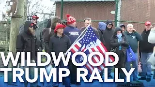 Chopper 6 over the crowds forming for Trump rally in Wildwood, N.J.