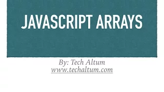 JavaScript Arrays Tutorial | js arrays