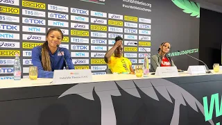 2023 Worlds women’s 200m medalists’ press conference: Sherica Jackson,  Sha'Carri Richardson, Thomas