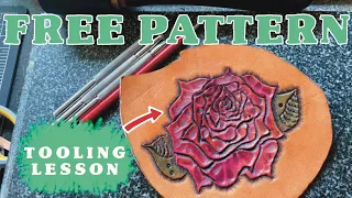 Leather Tooling: tattoo style rose FREE PATTERN!