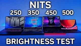 Laptop Brightness Comparison, 250 vs 350 vs 450 vs 500 NITS