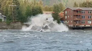 Home collapses into river amid flooding in Alaska