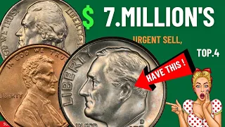 Top 4 Most valuable Dime, penny, Nickel's & Quarter Coins in circulation 2024- Coins Worth money!