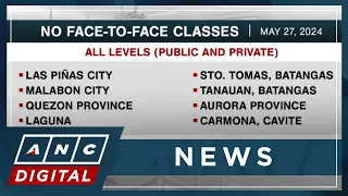Classes suspended Monday (May 27) in several areas amid typhoon 'Aghon' | ANC