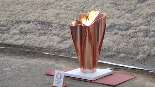 Tokyo 2020 Olympic torch was displayed in the affected area of Ishinomaki