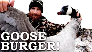 Goose BURGER in the CANADIAN SNOW! |  Catch, Clean, Cook CAVEMAN Food in the Wild