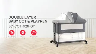 [UNBOX] Samu Giken Baby Cot Double Layer & Playpen BC-COT-628-GY