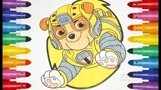 PAW Patrol Mighty Pups Rubble coloring Щенячий патруль Мегащенки  Крепыш раскраска