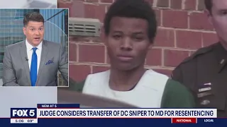 Judge considers transfer of DC sniper to Maryland for resentencing