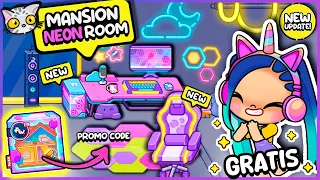 🎉🏠COMO DECORAR MANSION NEON ROOM 🌟 Nuevo CÓDIGO GRATIS en AVATAR WORLD 🎮 House Ideas  💡