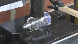 Crushing A Glass Aftershave Bottle With Hydraulic Press! (DANGEROUS)